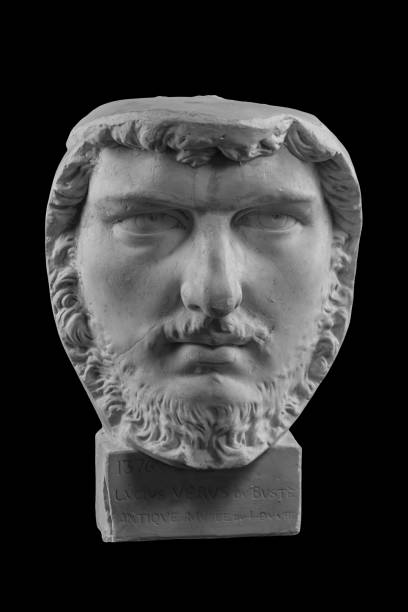istock White plaster bust, sculptural portrait of Lucius Verus 871001954