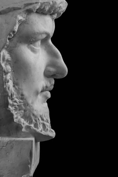 White plaster bust, sculptural portrait of Lucius Verus