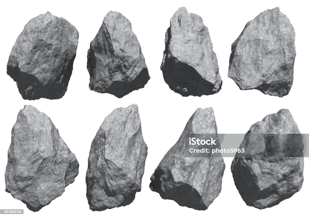 rock rocks set isolated on white background. Rock - Object Stock Photo