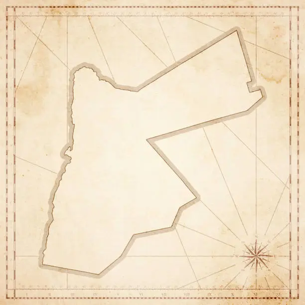 Vector illustration of Jordan map in retro vintage style - old textured paper