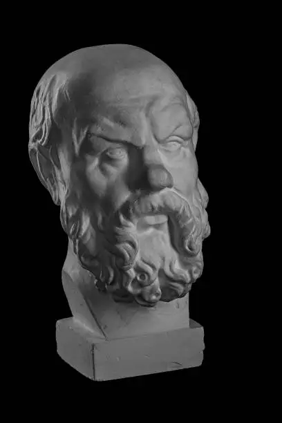 Photo of White plaster bust, sculptural portrait of Socrates