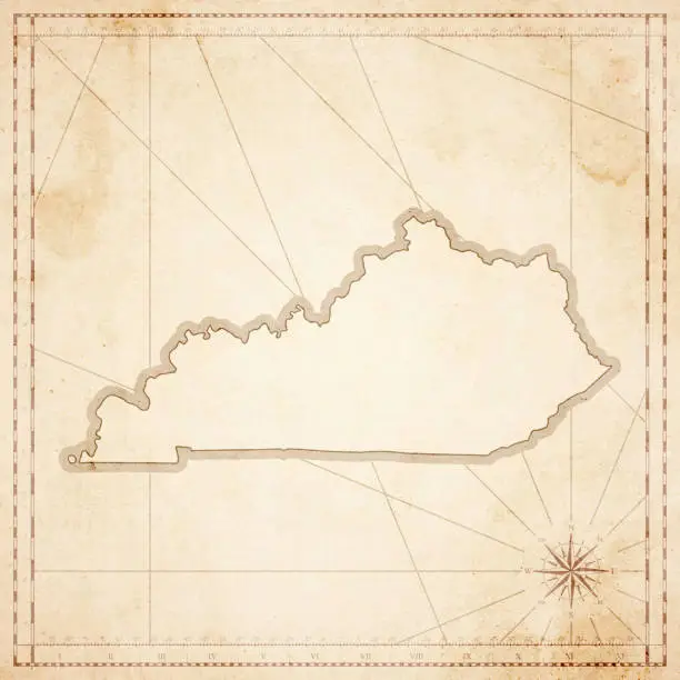 Vector illustration of Kentucky map in retro vintage style - old textured paper