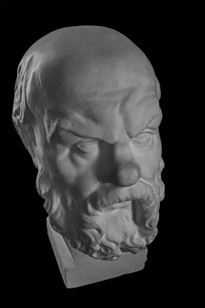 Photo of White plaster bust, sculptural portrait of Socrates