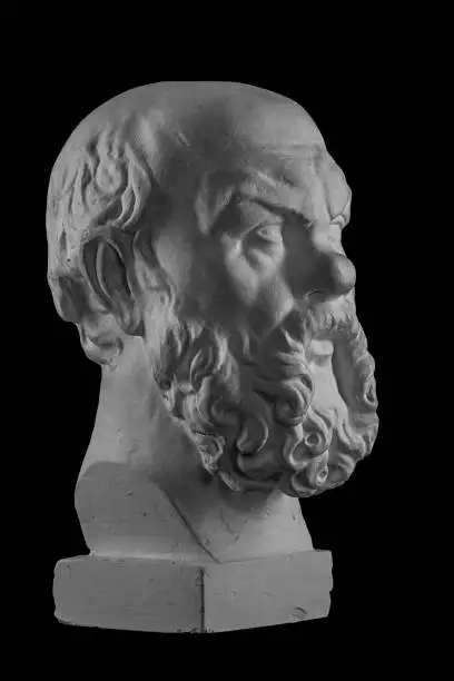 Photo of White plaster bust, sculptural portrait of Socrates