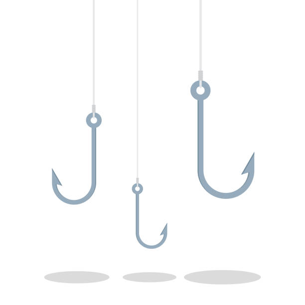 낚시 훅입니다. 낚시, 낚시 후크 태 클 - fishing hook stock illustrations