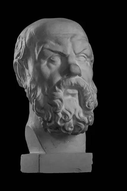 Photo of White plaster bust, sculptural portrait of Socrates
