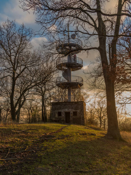 istock Observation tower on Varhost hill in autumn evening 871031154