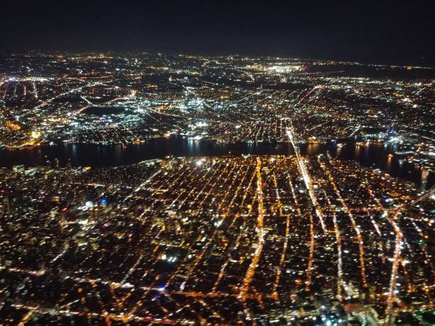 istock NYC, New York Electricity Grid Layout at Night 871031562