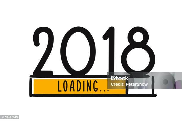 Doodle New Year Loading Screen Progress Bar Almost Reaching New Years Eve Vector Illustration Stock Illustration - Download Image Now