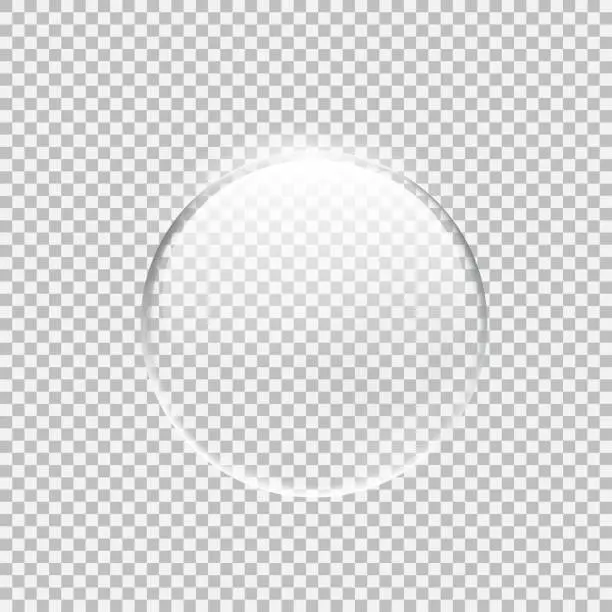 Vector illustration of Transparent glass sphere with glares and highlights