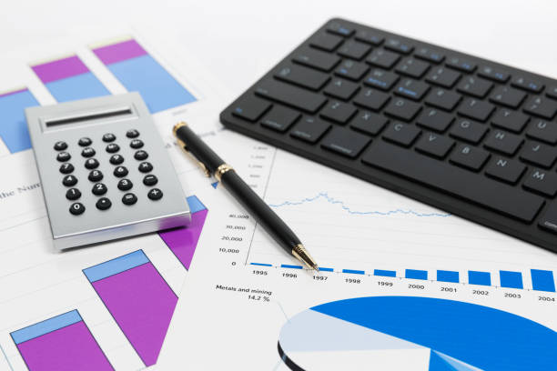 istock Financial accounting stock market graphs analysis 871043804