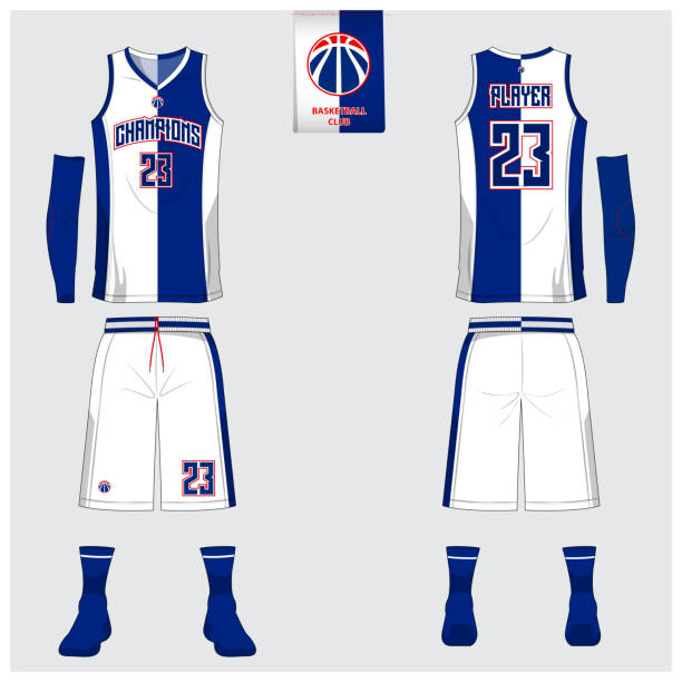 basketball-einheitliche template-design. tank-top t-shirt modell für basketball-club. ansicht von vorne und hinten basketballtrikot anzeigen vektor - basketball trikot stock-grafiken, -clipart, -cartoons und -symbole