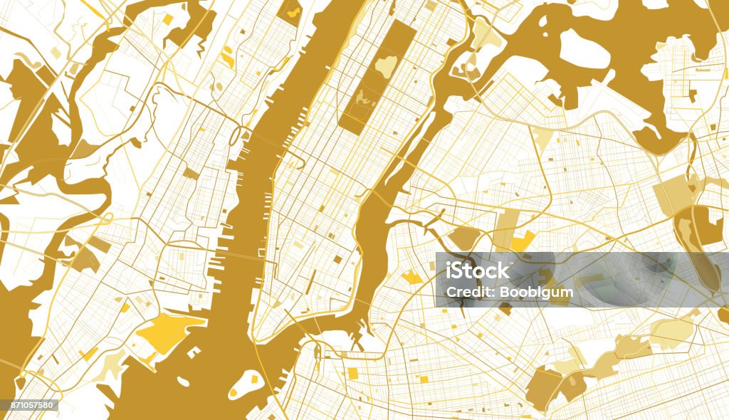Mappa d'oro di New York. - arte vettoriale royalty-free di Carta geografica