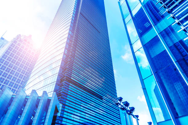 istock Low angle view of skyscrapers architectural glass 871057758