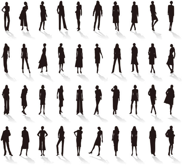 Silhouette / Women's fashion Fashion illustration of the woman full length illustrations stock illustrations