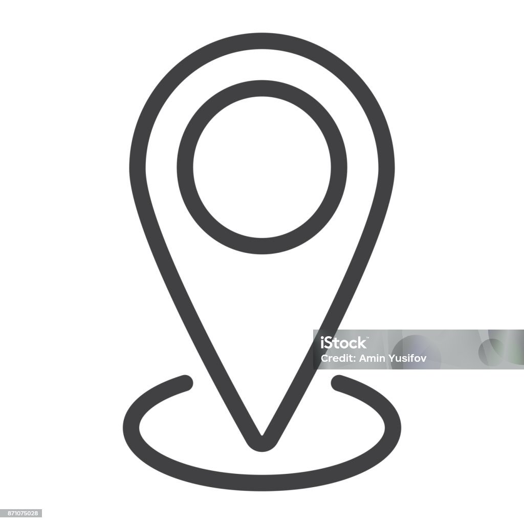 Map pointer line icon, web and mobile, gps sign Map pointer line icon, web and mobile, gps sign vector graphics, a linear pattern on a white background, eps 10. Human Settlement stock vector