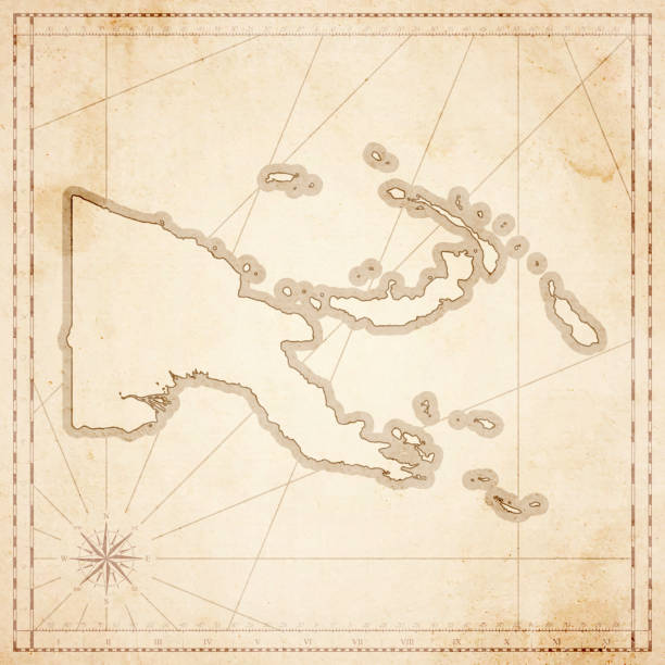 istock Papua New Guinea map in retro vintage style - old paper 871078464