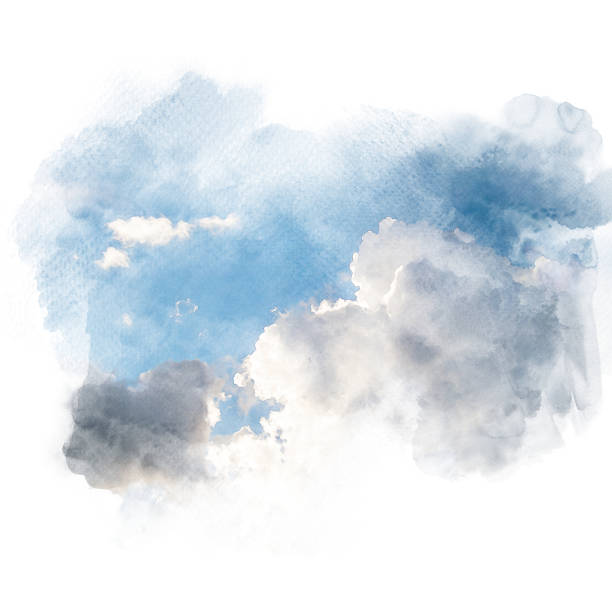 istock Watercolor illustration of sky with cloud (retouch). 871082004