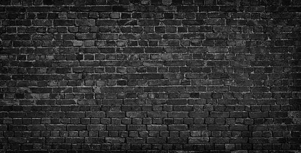 Photo of dark brick wall as a backdrop. brickwork design element