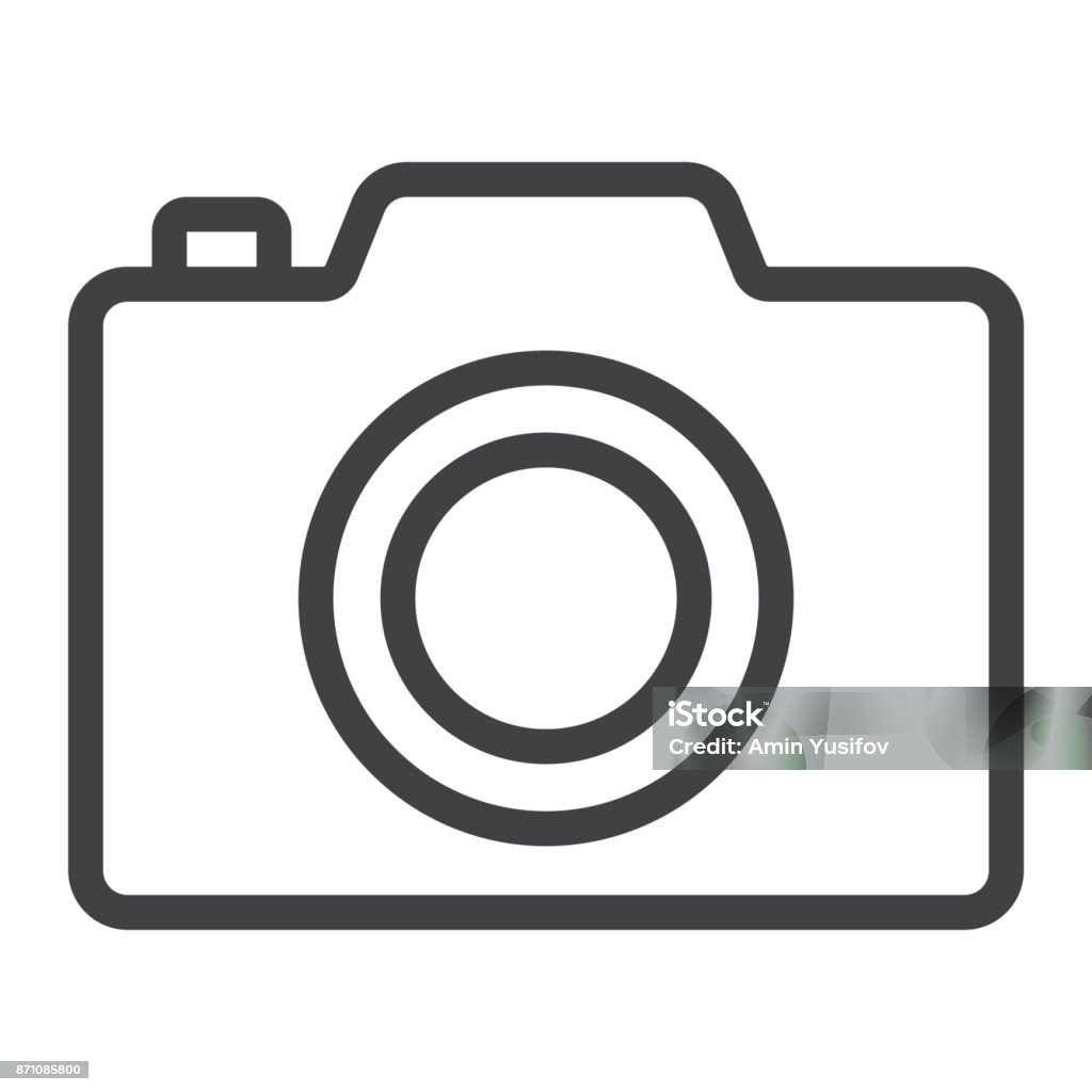 Camera line icon, web and mobile, photo sign Camera line icon, web and mobile, photo sign vector graphics, a linear pattern on a white background, eps 10. Aspirations stock vector