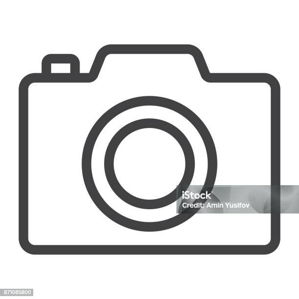 Camera Line Icon Web And Mobile Photo Sign Stock Illustration - Download Image Now - Aspirations, Black Color, Border - Frame