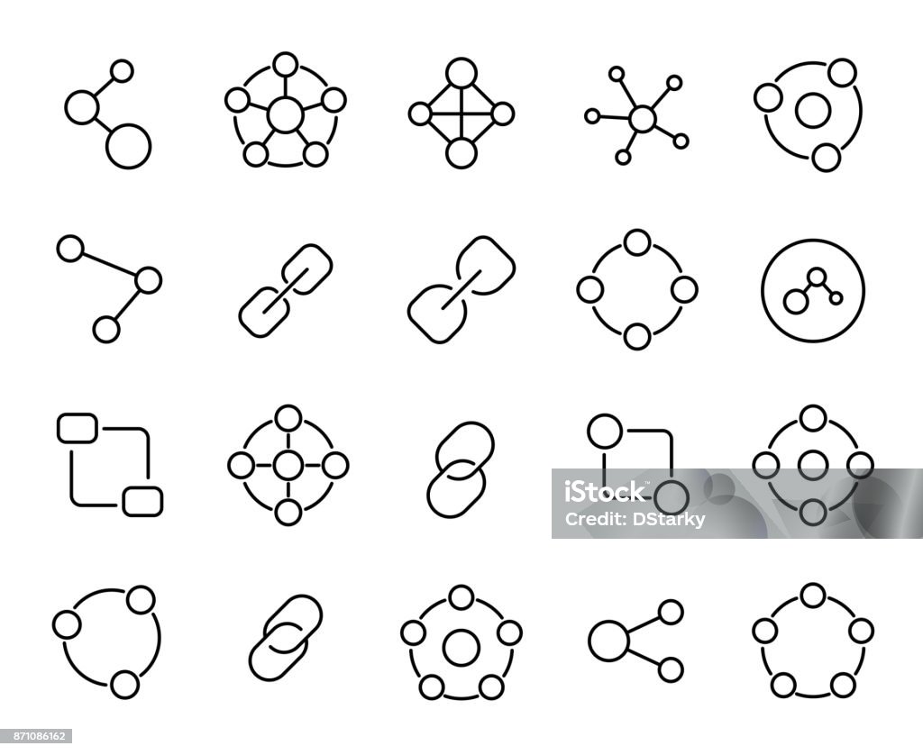 Premium set de iconos de la línea de conexión. - arte vectorial de Ícono libre de derechos