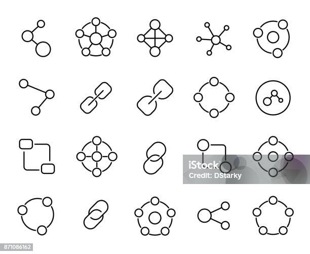 Premium Set Of Connection Line Icons Stock Illustration - Download Image Now - Icon Symbol, Hubcap, Connection