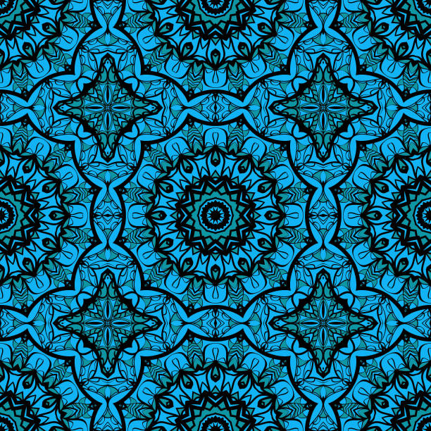 istock Oriental design with seamless Mandala illustration. Design for background, invitation card, etc. vector illustration. blue color 871089680