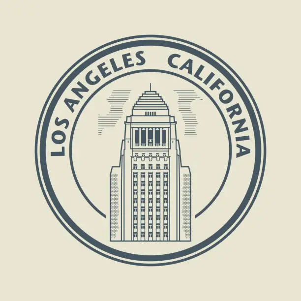 Vector illustration of Stamp with text Los Angeles, California inside