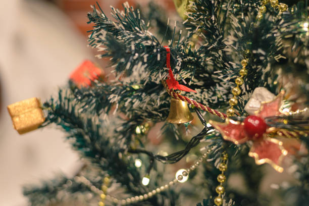 istock Baubles hanging on Christmas tree for decoration 871099372