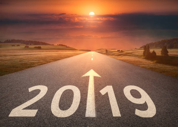 istock Beautiful empty highway to upcoming 2019 at sunset 871106192