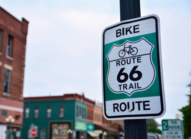 istock Bike trail sign in route 66 871112342
