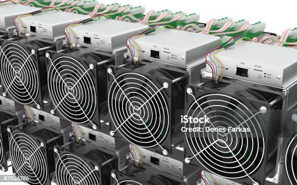 Asic Cryptocurrency Mining Hardware Farm 3d Model Stock Photo - Download Image Now - Data Mining, Mining - Natural Resources, 4K Resolution