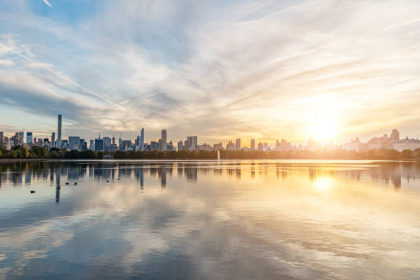 USA, New York State, New York City, Manhattan skyline with Central park in foreground