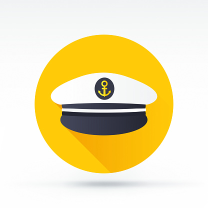 Flat style with long shadows, captain cap vector icon