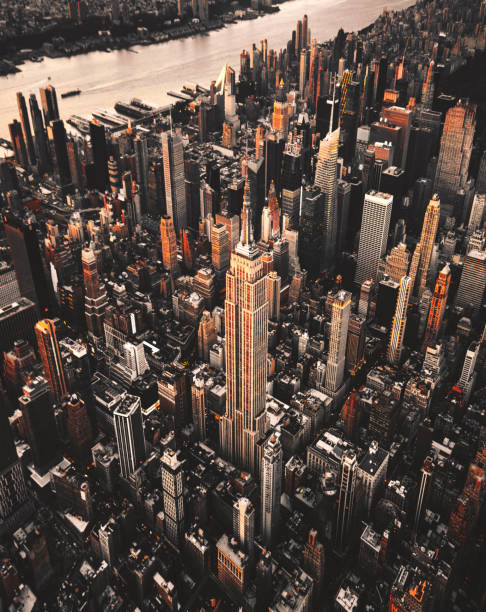 istock empire state building aerial view at dusk 871134068