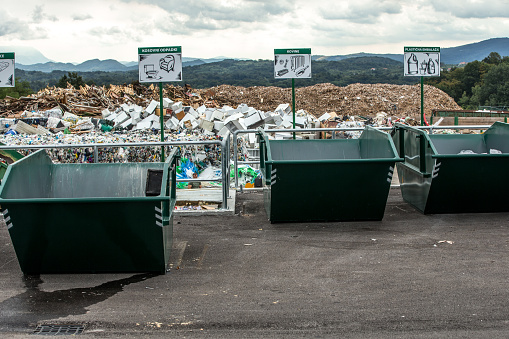 Empty Garbage Containers at Waste Collection Center