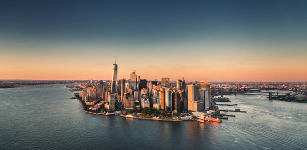 manhattan island aerial view