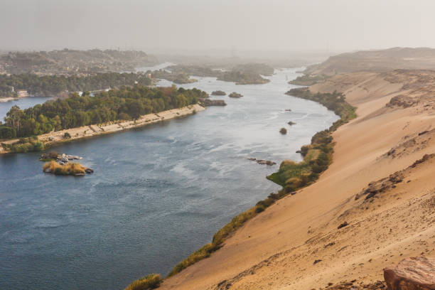 Life on the River Nile. Aswan, Egypt. stock photo