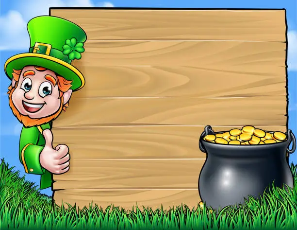 Vector illustration of Cartoon Leprechaun St Patricks Day Background Sign