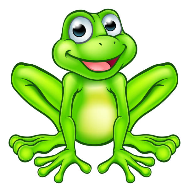 kreskówka żaba - toad green isolated white stock illustrations