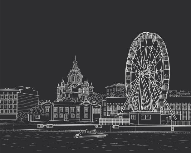 skizze von helsinki - helsinki stock-grafiken, -clipart, -cartoons und -symbole