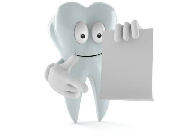 istock Tooth character holding blank sheet of paper 871148856