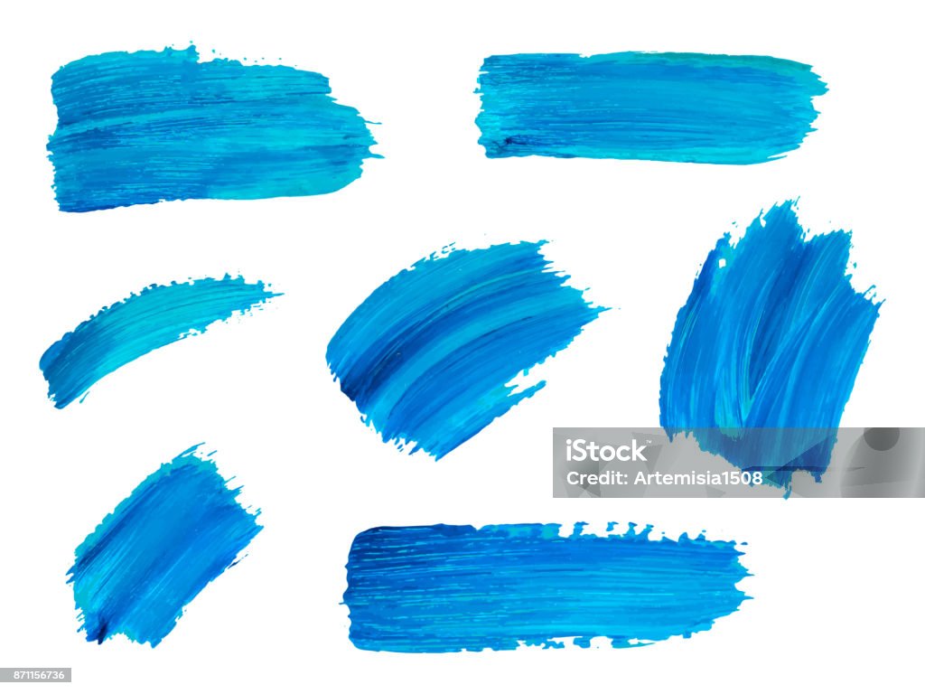 Blue watercolor brush strokes. Vector abstract isolated hand drawn objects for design, place for text. Brush Stroke stock vector