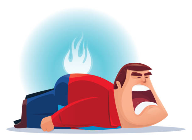 Businessman Screaming And Back On Fire Stock Illustration - Download Image  Now - Backache, Cartoon, Burning - iStock