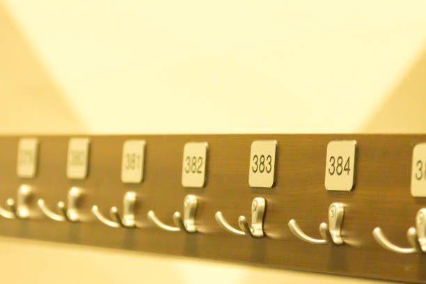 istock Hanger with hooks for clothes with numbers 871167548