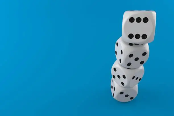 Dice isolated on blue background