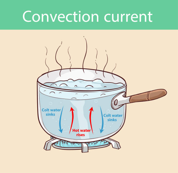 ilustrações de stock, clip art, desenhos animados e ícones de diagram illustrating how heat is transferred in a boiling pot - boiling water