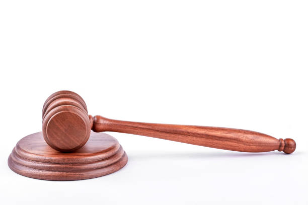 istock Wooden gavel on wooden stand. 871180080