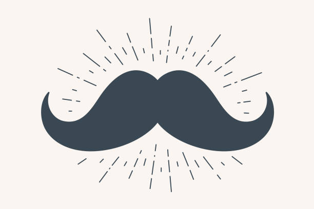 wąsy i zabytkowe promienie słoneczne sunburst - mustache stock illustrations